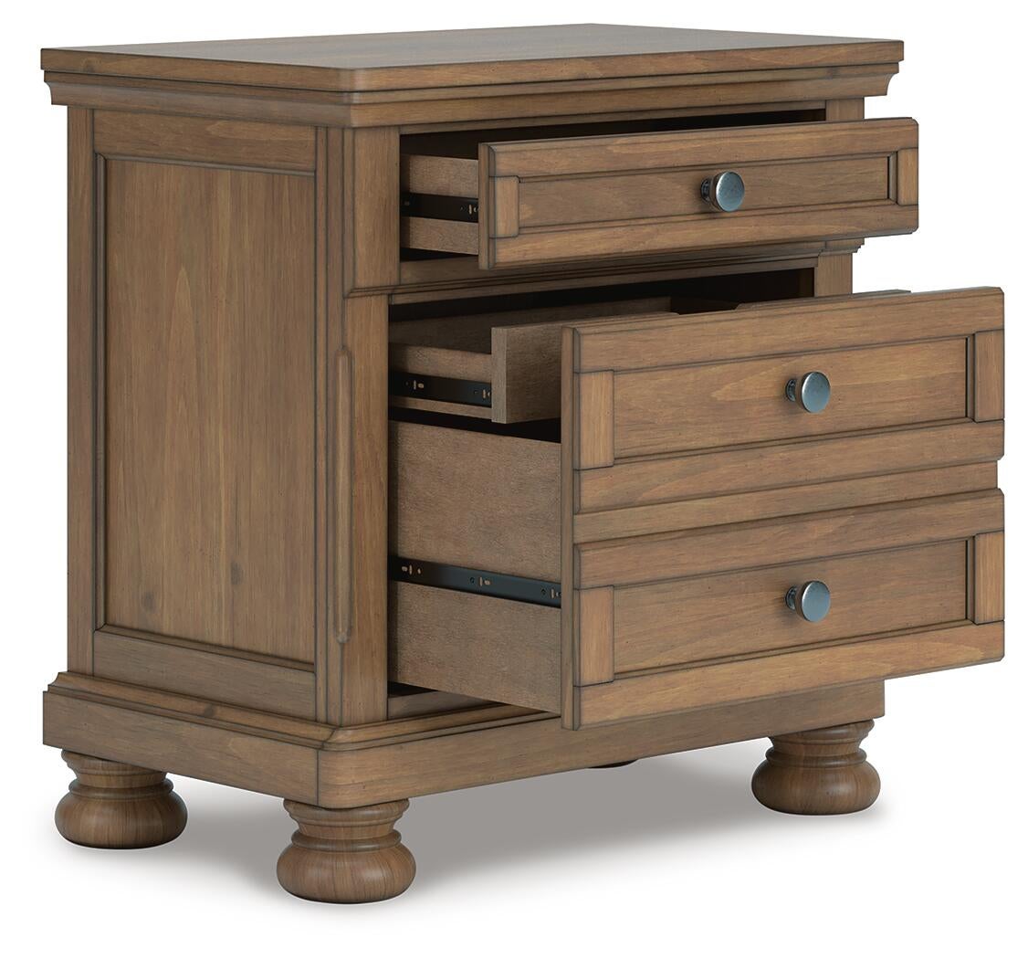 Feddinger Queen Storage Sleigh Bed with Mirrored Dresser and Nightstand