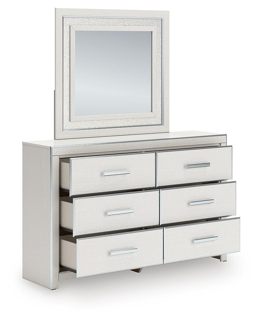 Zuraleus King Upholstered Panel Bed, Dresser, Mirror, Chest and Nightstand