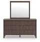 Pamytta Queen Upholstered Panel Bed, Dresser and Mirror
