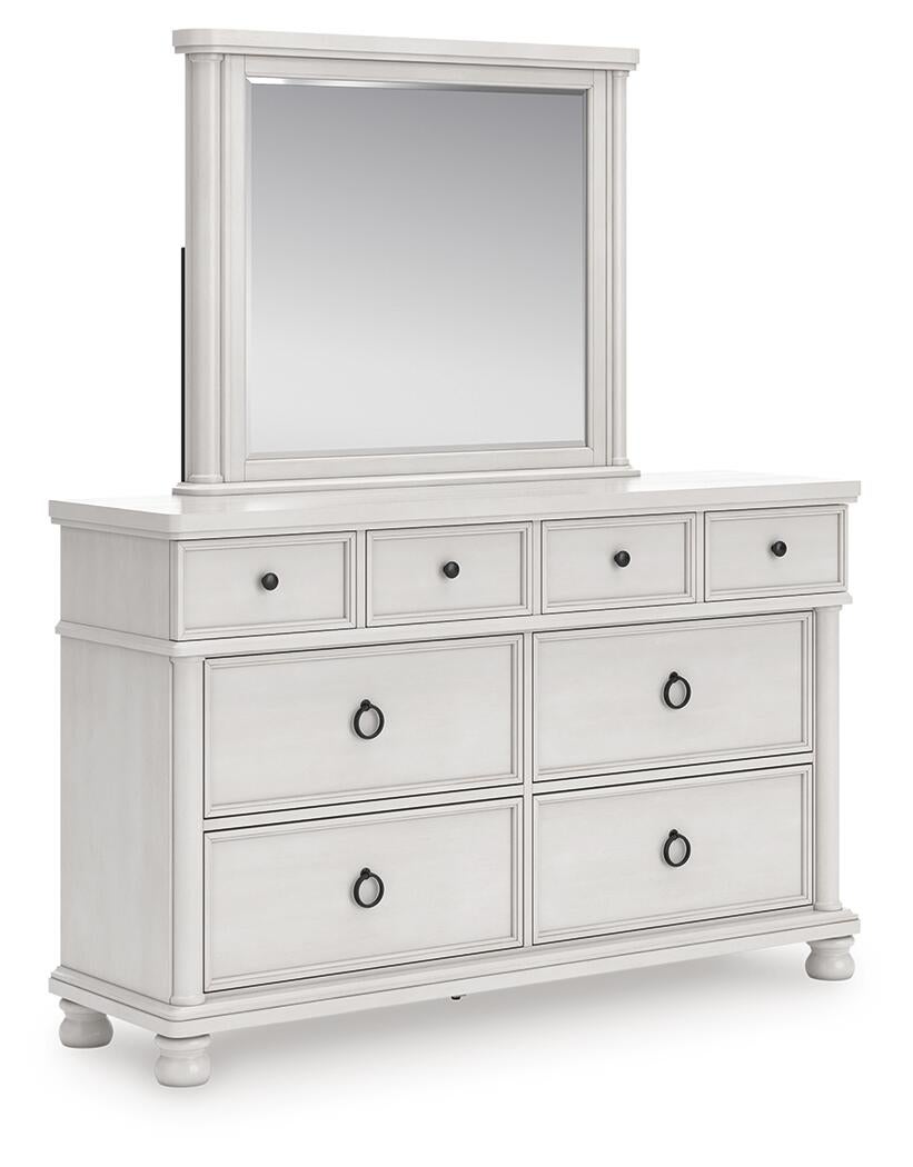 Rowlenstown California King Poster Bed, Dresser, Mirror and Nightstand