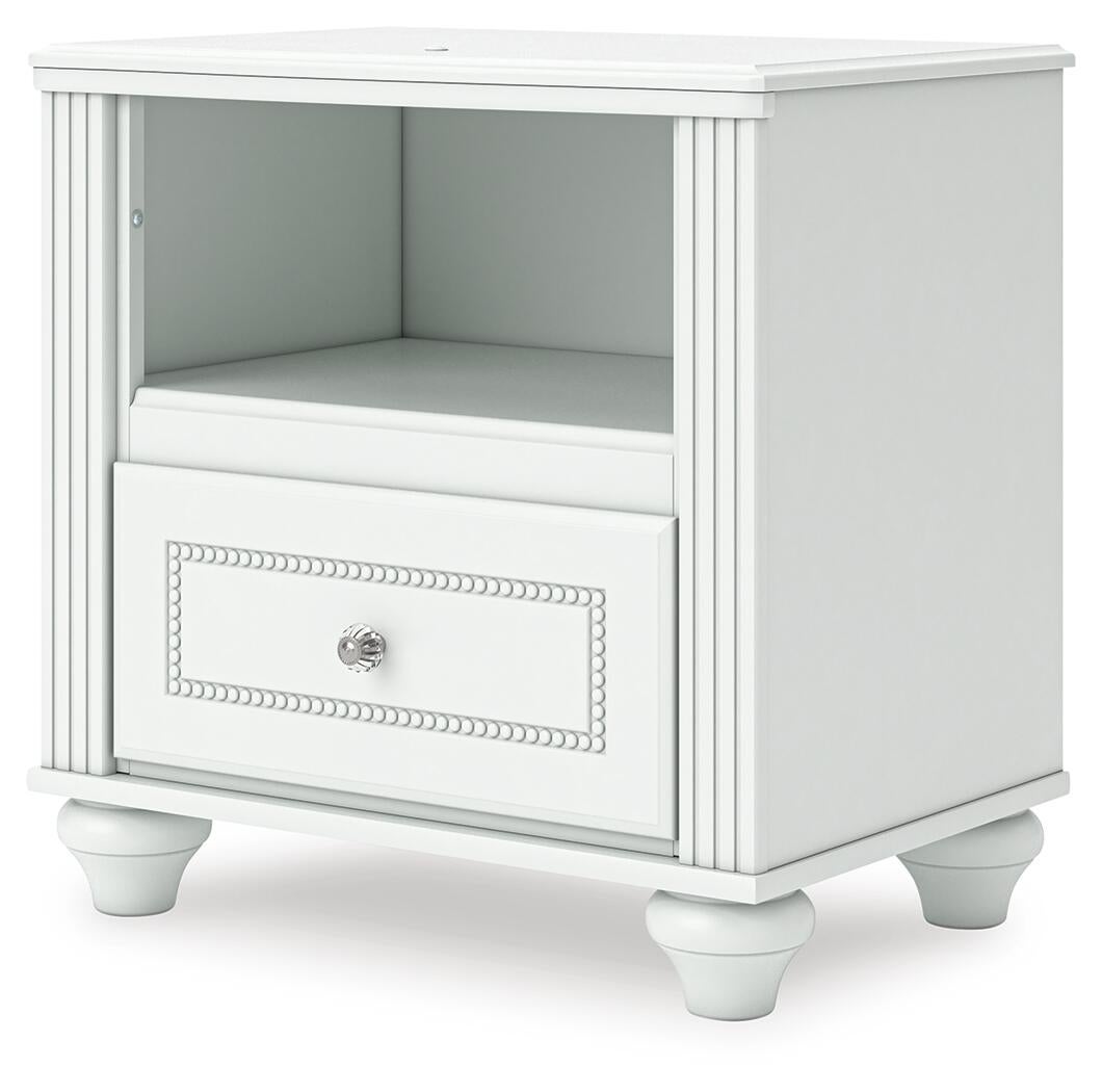 Kozlani Twin Upholstered Panel Bed, Dresser, Mirror and Nightstand