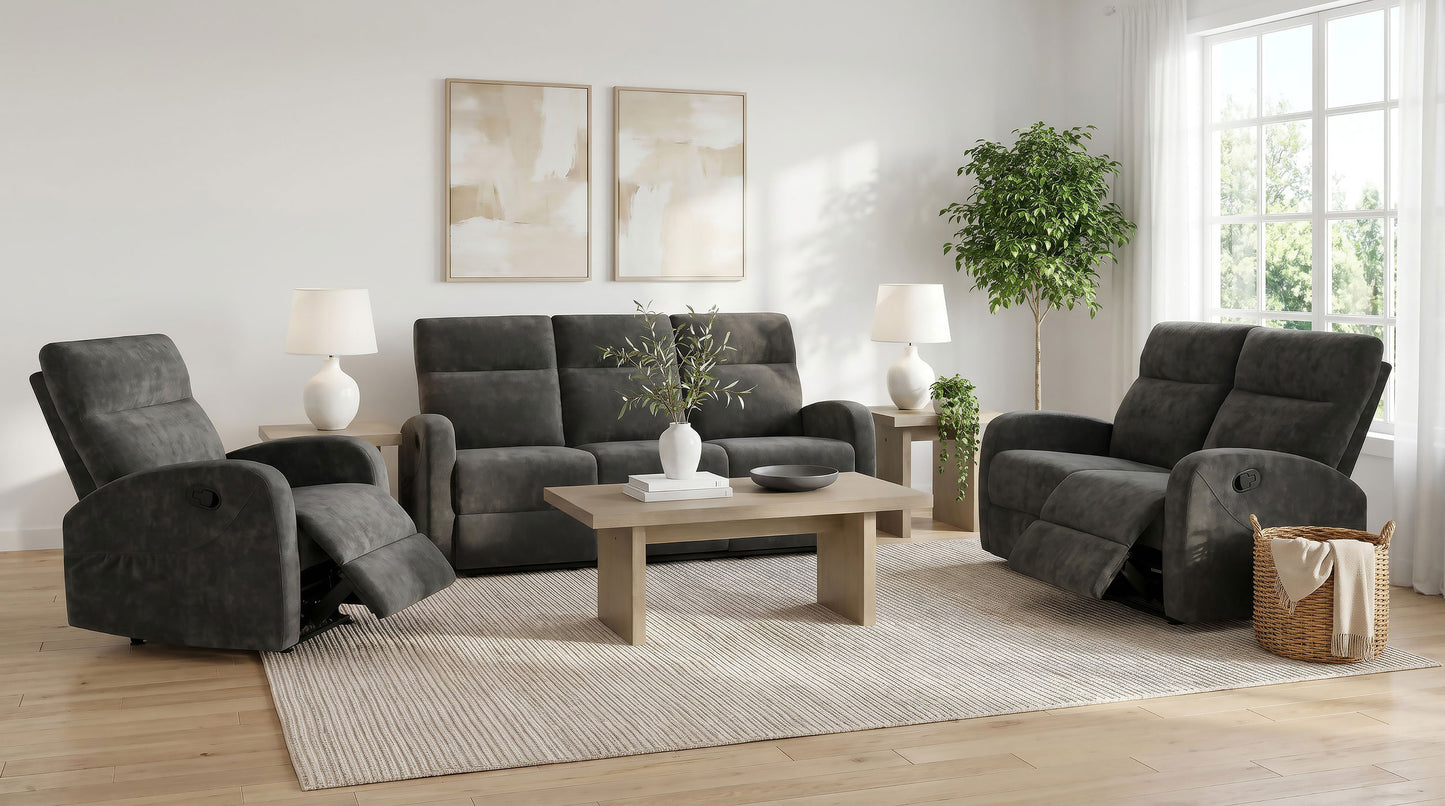 Hamilton Chenille Upholstered Manual Reclining Loveseat Charcoal Grey