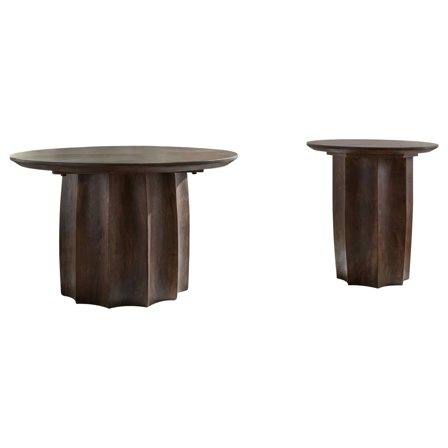 Cayenne 2-piece Solid Mango Wood Coffee Table Set Walnut