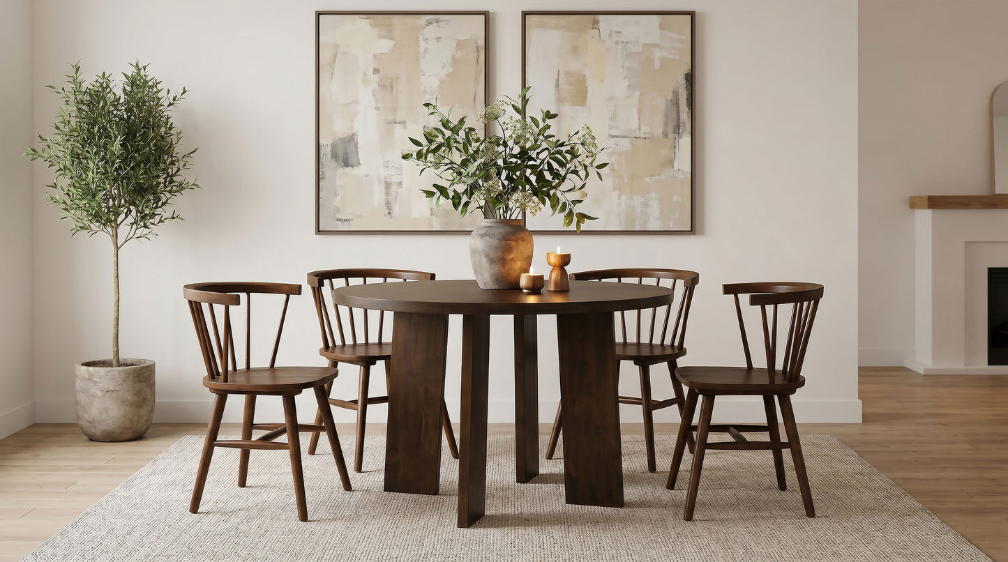 Strouse 47-inch Round Wood Dining Room Table Walnut