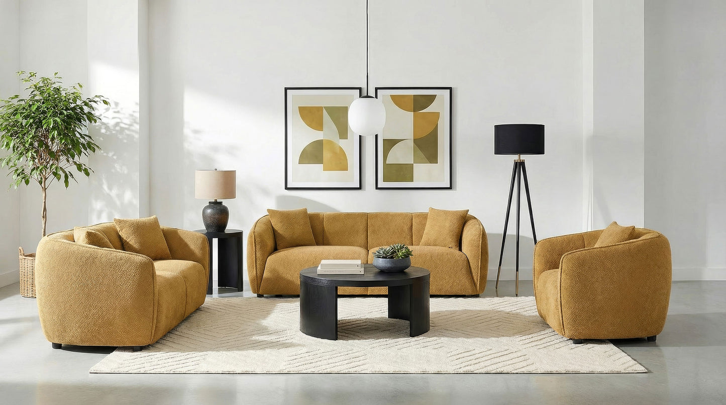 Aleisha Fabric Upholstered Loveseat Mustard Yellow