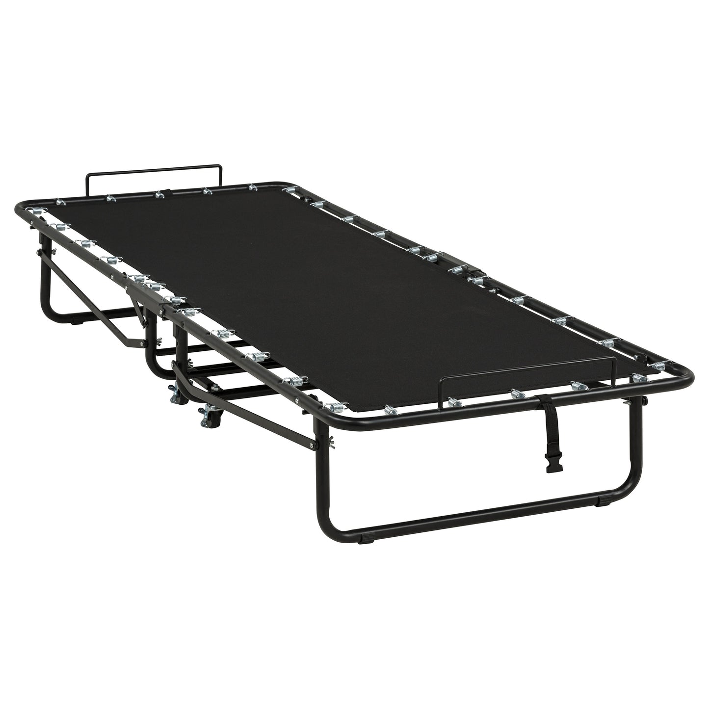 Massey Twin Folding Bed Frame with Memory Foam Mattress Black