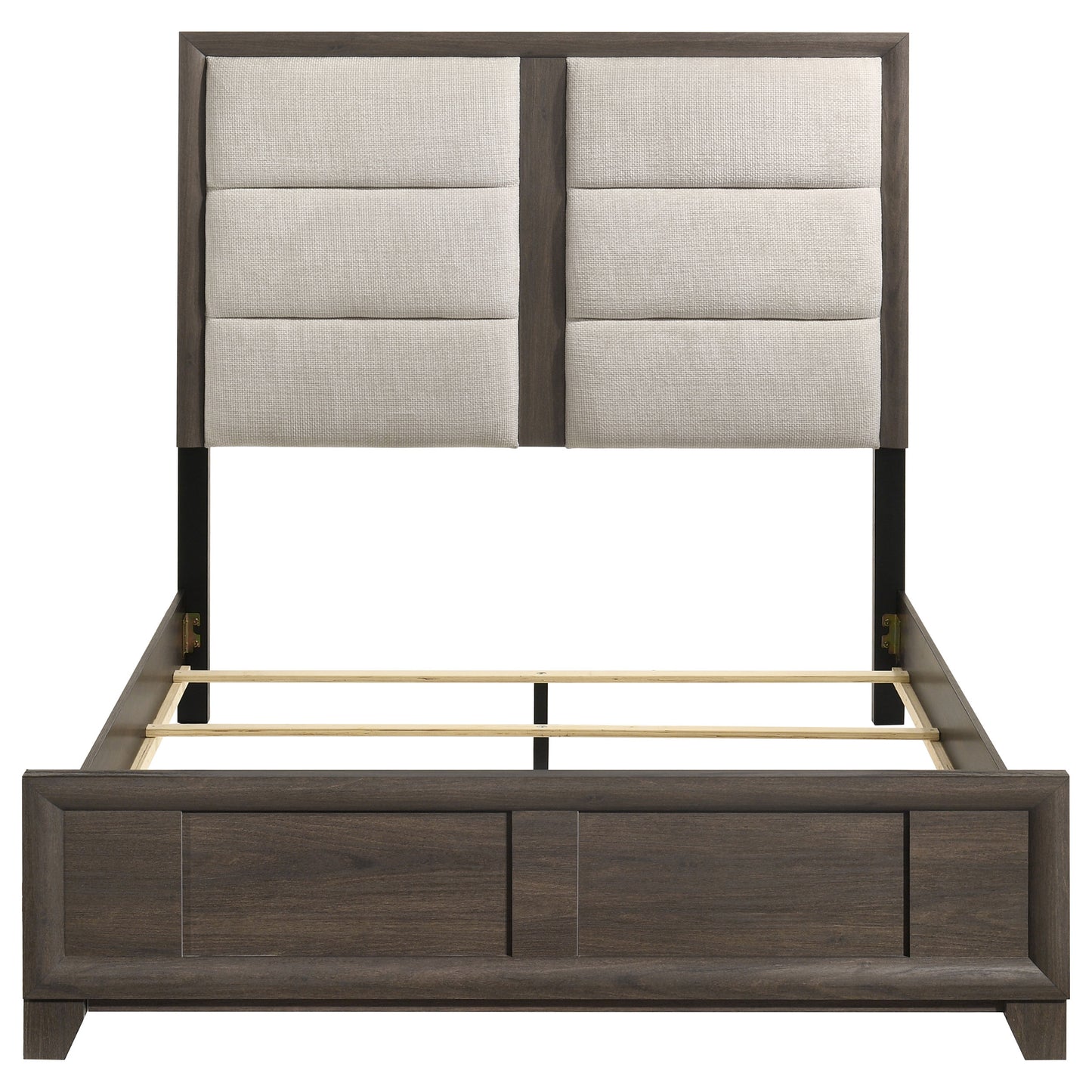 Farre Eastern King Upholstered Panel Bed Dark Brown