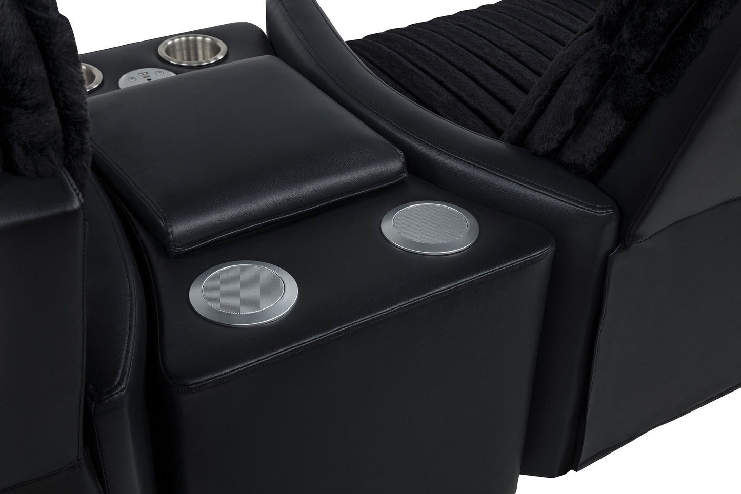 Madden 3-piece Corduroy Upholstered Manual Theater Seating Black