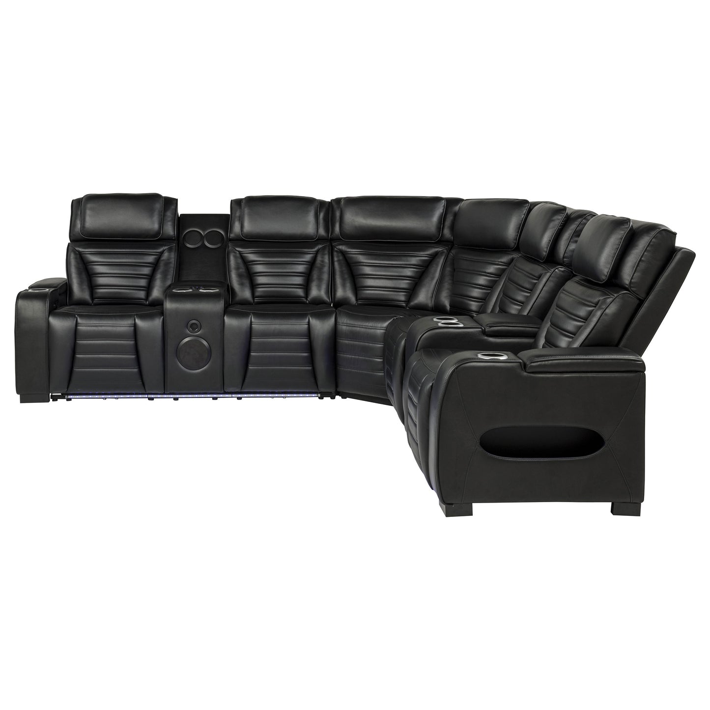 Zuma 3-Piece Dual Power Faux Leather Reclining Sectional Sofa Black
