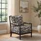 Blanchett Traditional Floral Upholstered Bobbin Accent Chair Black