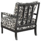 Blanchett Traditional Floral Upholstered Bobbin Accent Chair Black