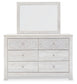 Paxberry King Panel Bed with Mirrored Dresser and 2 Nightstands