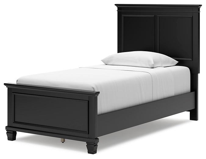 Lanolee Twin Panel Bed with Mirrored Dresser and 2 Nightstands