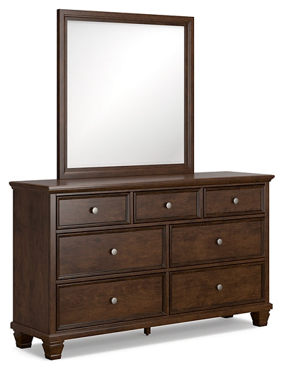 Danabrin Full Panel Bed with Mirrored Dresser and Chest