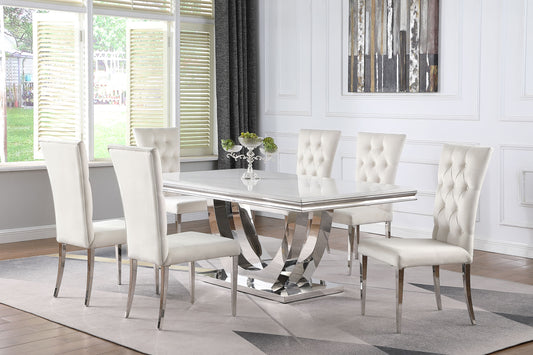 Kerwin 7-piece Dining Room Set White and Chrome