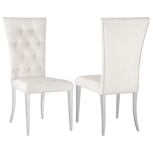 Kerwin Tufted Upholstered Side Chair (Set of 2) White and Chrome