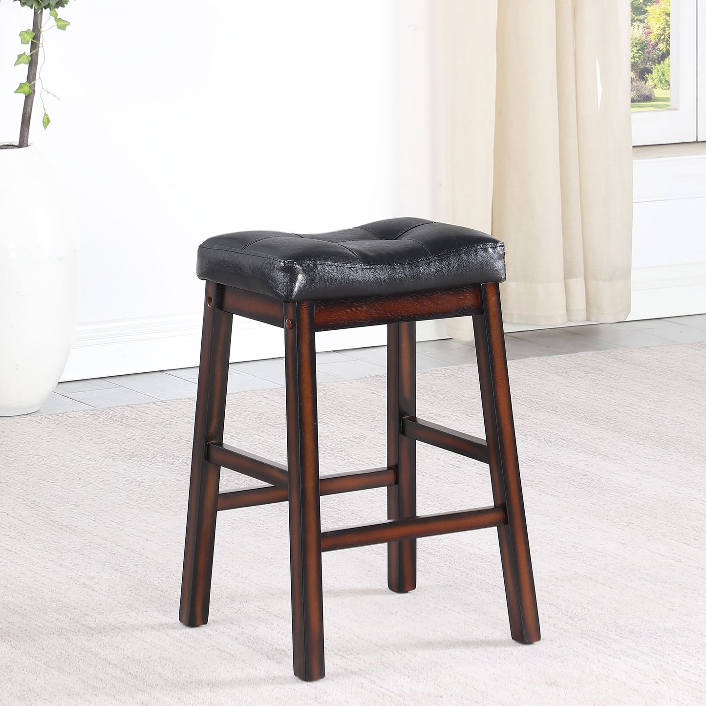 Donald Upholstered Counter Height Stools Black and Cappuccino (Set of 2)