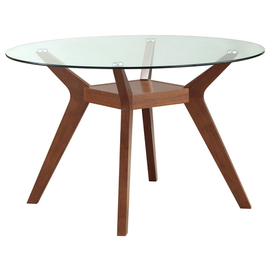 Paxton 48" Round Glass Top Dining Table Clear and Nutmeg