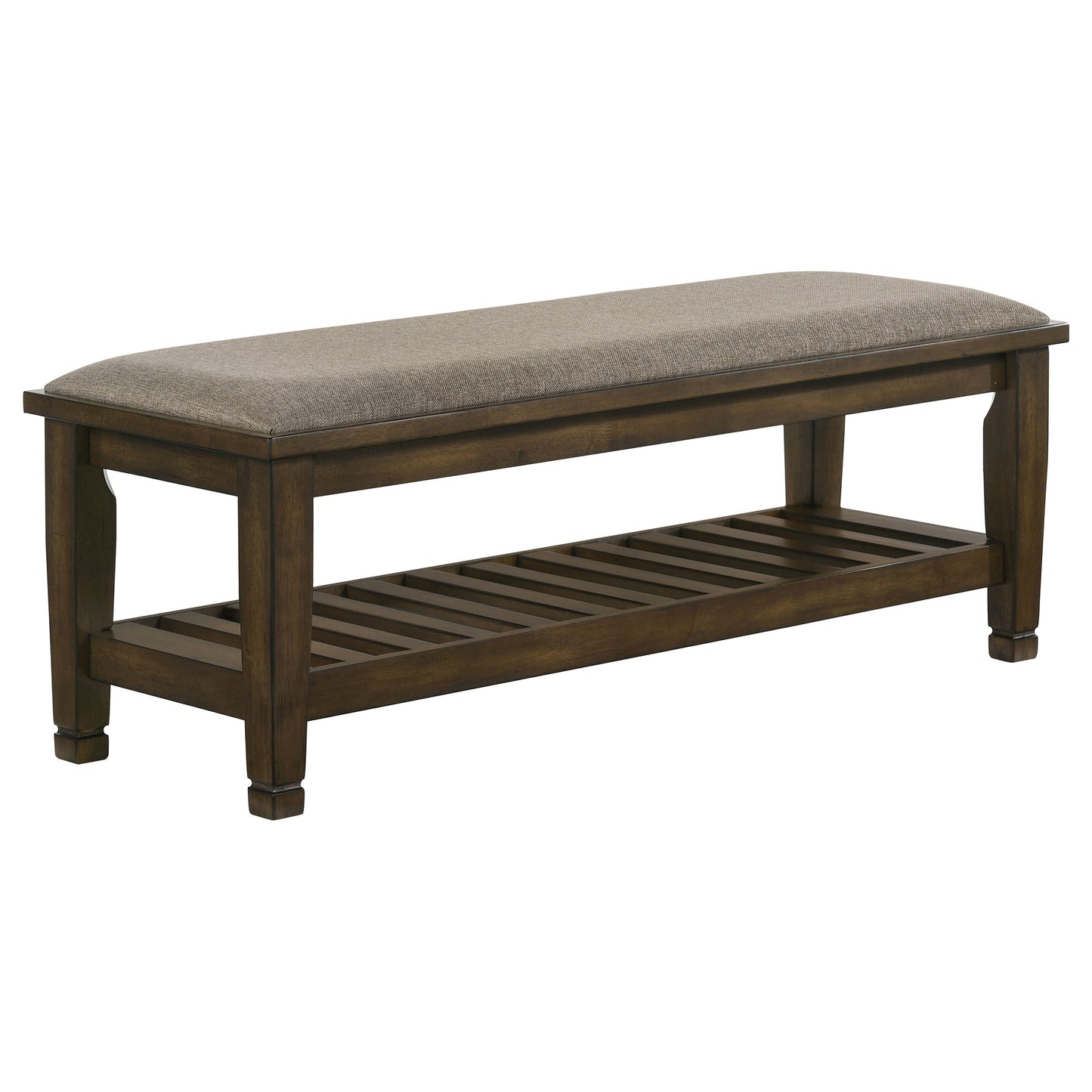 Franco Bench with Lower Shelf Beige and Burnished Oak