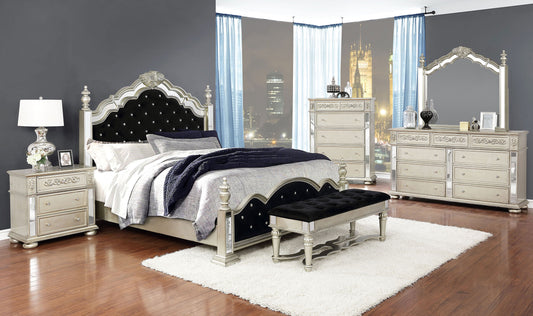 Heidi 4-piece Eastern King Bedroom Set Metallic Platinum