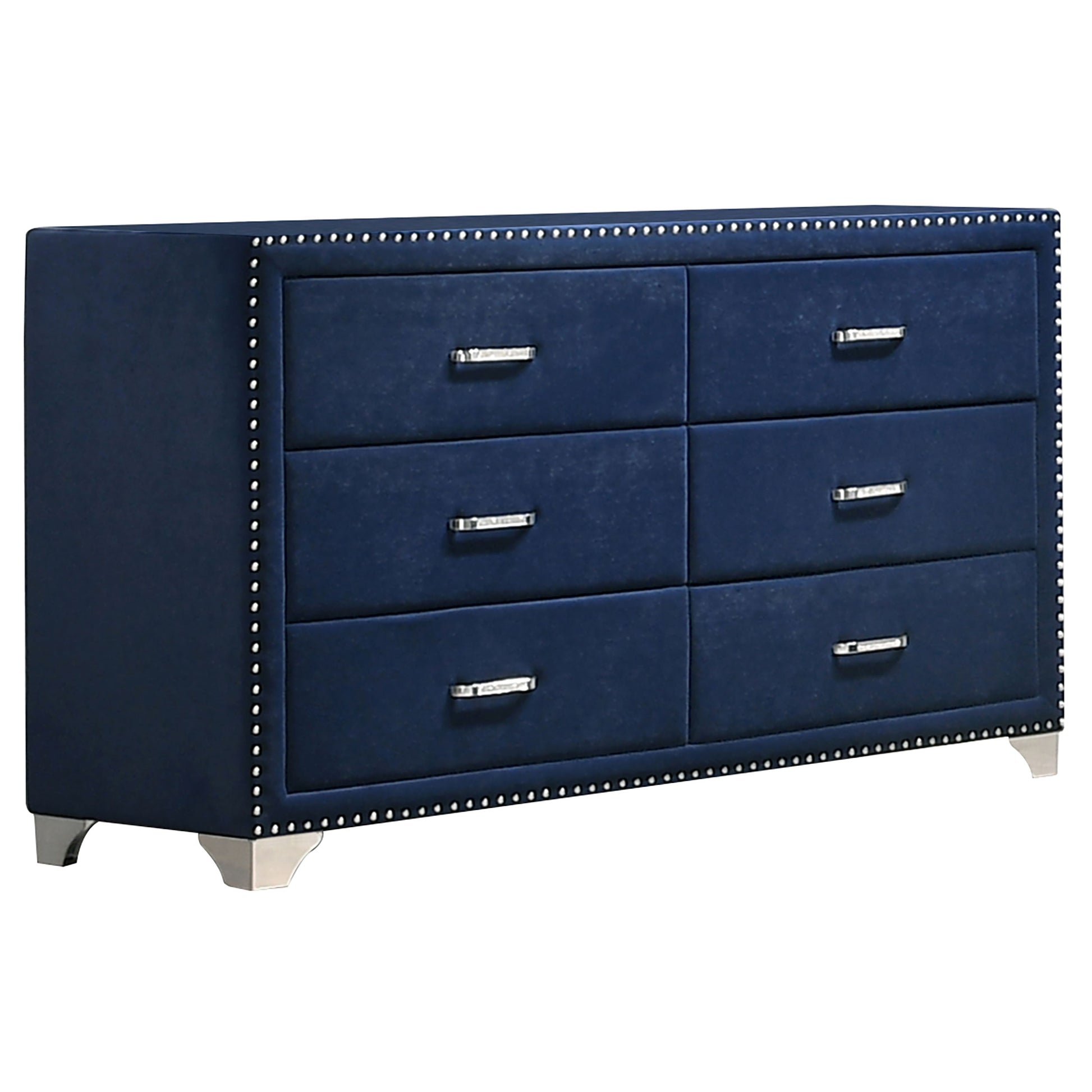 Melody 6-drawer Upholstered Dresser Pacific Blue Furniture Factory Outlet Melody 6-drawer Upholstered Dresser Pacific Blue Furniture Factory Outlet