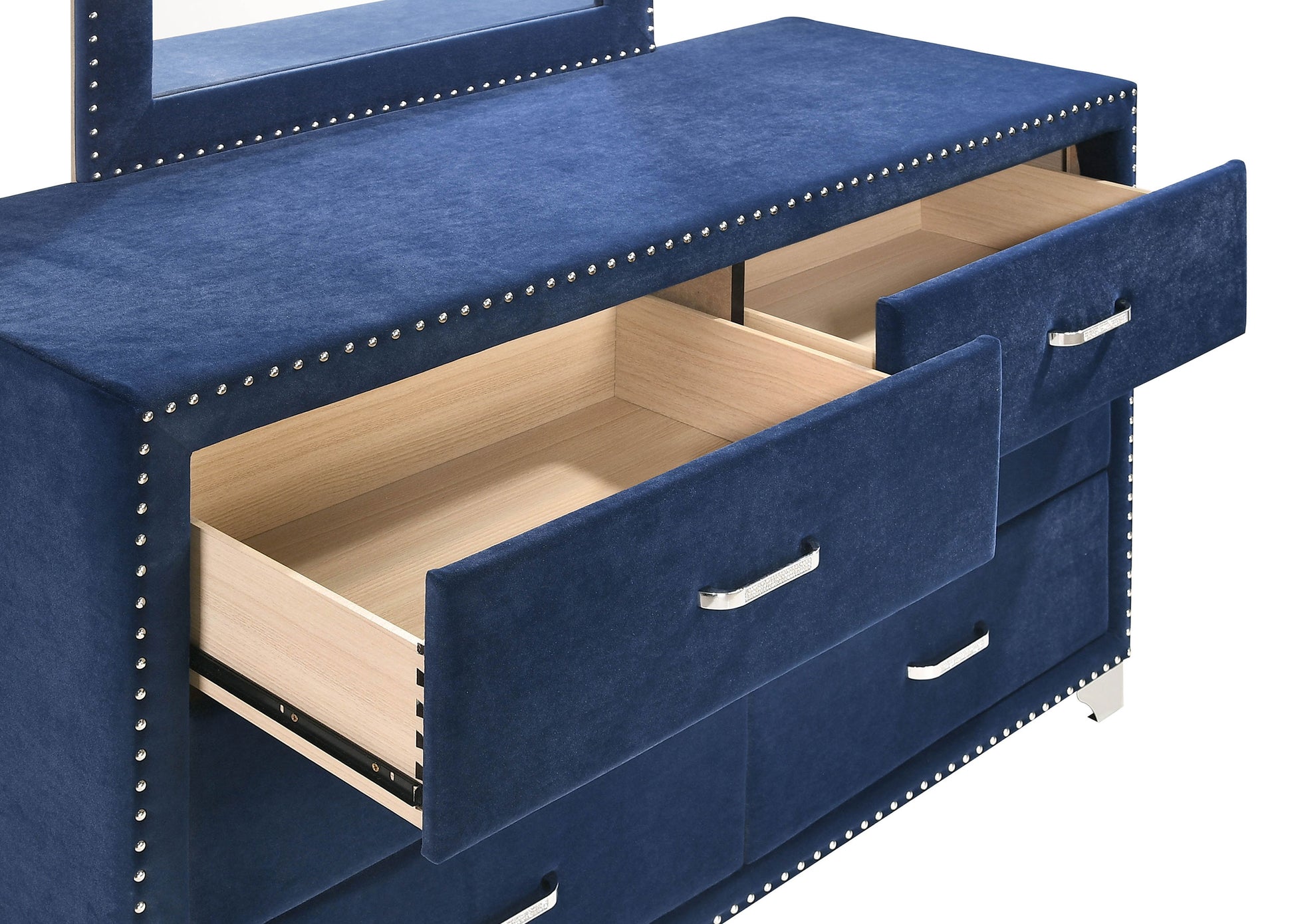 Melody 6-drawer Upholstered Dresser Pacific Blue – Furniture Factory Outlet Melody 6-drawer Upholstered Dresser Pacific Blue – Furniture Factory Outlet