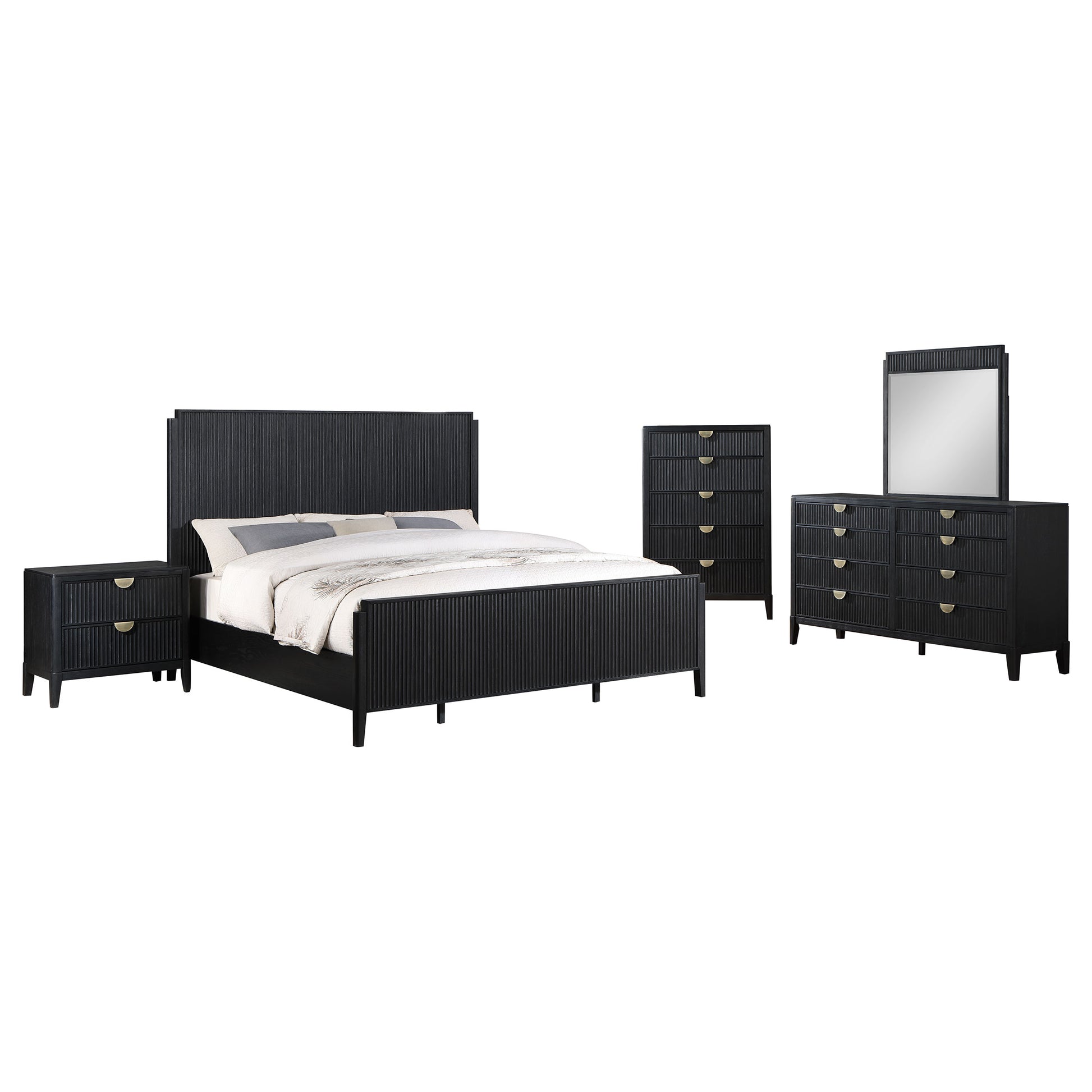 black bedroom dresser sets Brookmead 5-piece Queen Bedroom Set Black – Furniture Factory Outlet