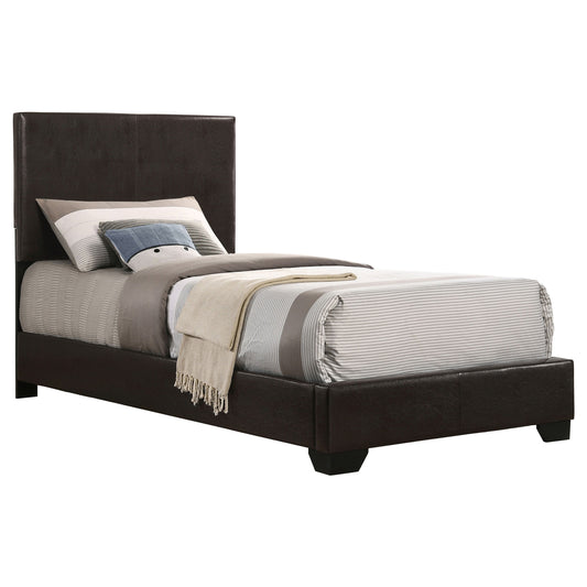 Conner Upholstered Twin Panel Bed Dark Brown