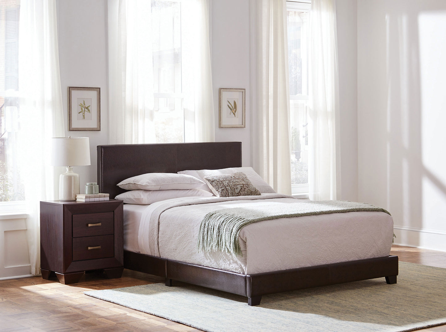 Dorian Upholstered Twin Panel Bed Brown