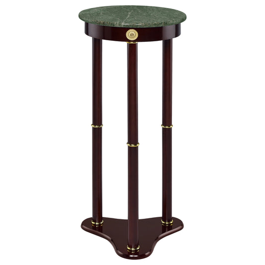 Edie Round Marble Top Accent Side Table Merlot
