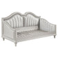 Evangeline Upholstered Twin Daybed with Faux Diamond Trim Silver and Ivory