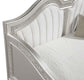 Evangeline Upholstered Twin Daybed with Faux Diamond Trim Silver and Ivory