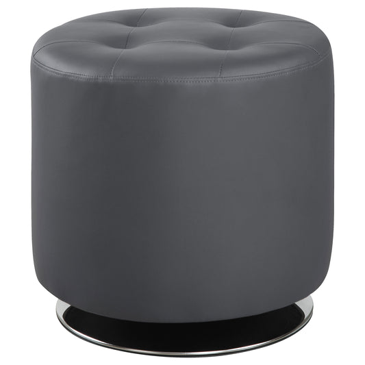 Bowman Round Upholstered Tufted Swivel Ottoman Grey