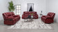 Camila 3-piece Upholstered Reclining Sofa Set Red Faux Leather