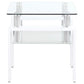 Dyer Square Glass Top End Table With Shelf White