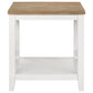 Maisy Square Wooden End Table With Shelf Brown and White