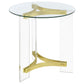 Janessa Round Glass Top End Table With Acrylic Legs Clear and Matte Brass