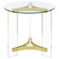 Janessa Round Glass Top End Table With Acrylic Legs Clear and Matte Brass