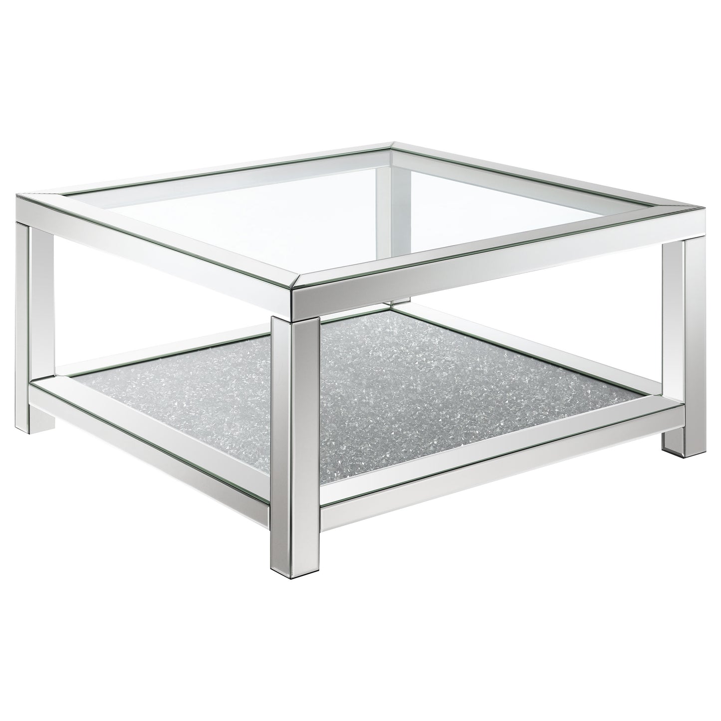Valentina Rectangular Coffee Table with Glass Top Mirror