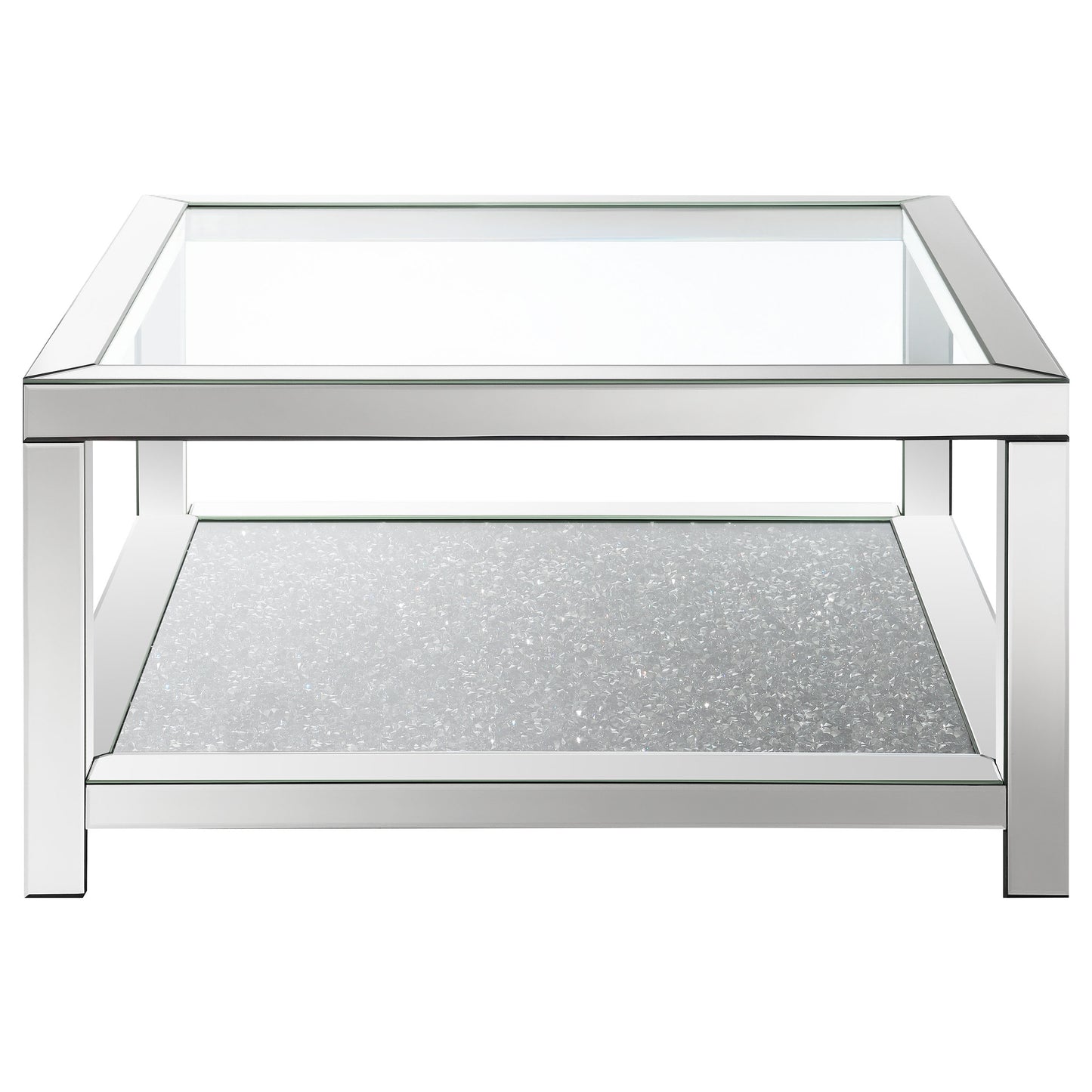 Valentina Rectangular Coffee Table with Glass Top Mirror