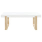 Pala Rectangular Coffee Table with Sled Base White High Gloss and Natural