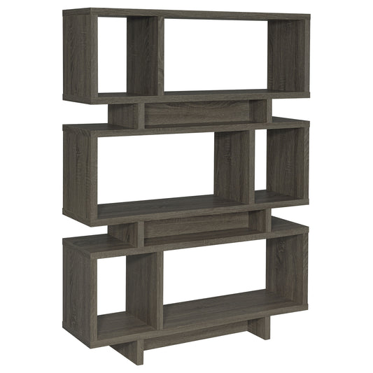 Reid 3-tier Geometric Bookcase Weathered Grey