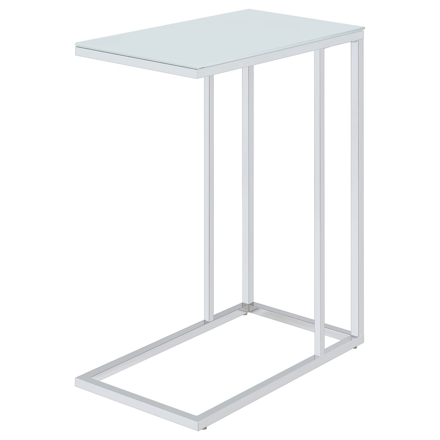 Stella Glass Top Accent Table Chrome and White