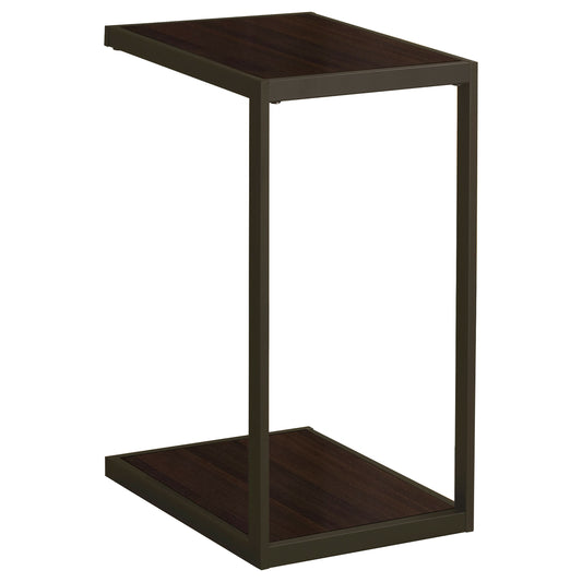 Jose Rectangular Accent Table with Bottom Shelf Brown
