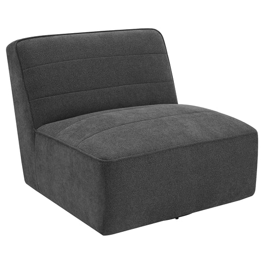 Cobie Upholstered Swivel Armless Chair Dark Charcoal