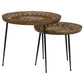 Nuala 2-piece Round Nesting Table with Tripod Tapered Legs Honey and Black