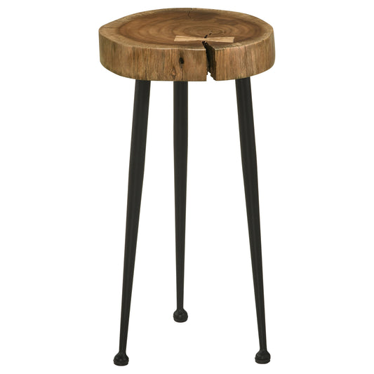 Keith Round Wood Top Side Table Natural and Black