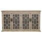 Kiara 4-door Wood Lattice Storage Accent Cabinet Light Honey